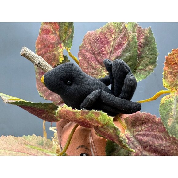 Handcrafted Pumpkin Scarecrow Fall Decoration Purple Orange Halloween figurine - Picture 11 of 13